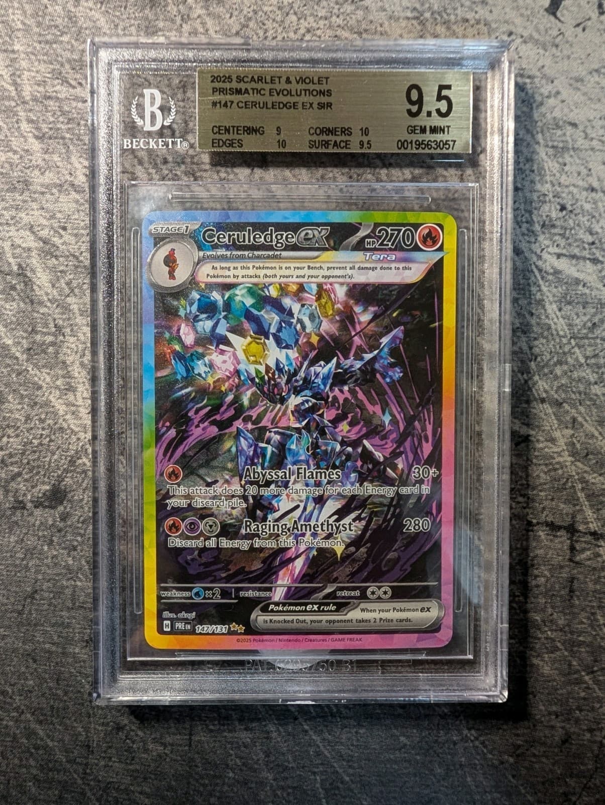 2025 POKEMON SCARLET & VIOLET PRISMATIC EVOLUTIONS #147 CERULEDGE EX SIR BGS 9.5