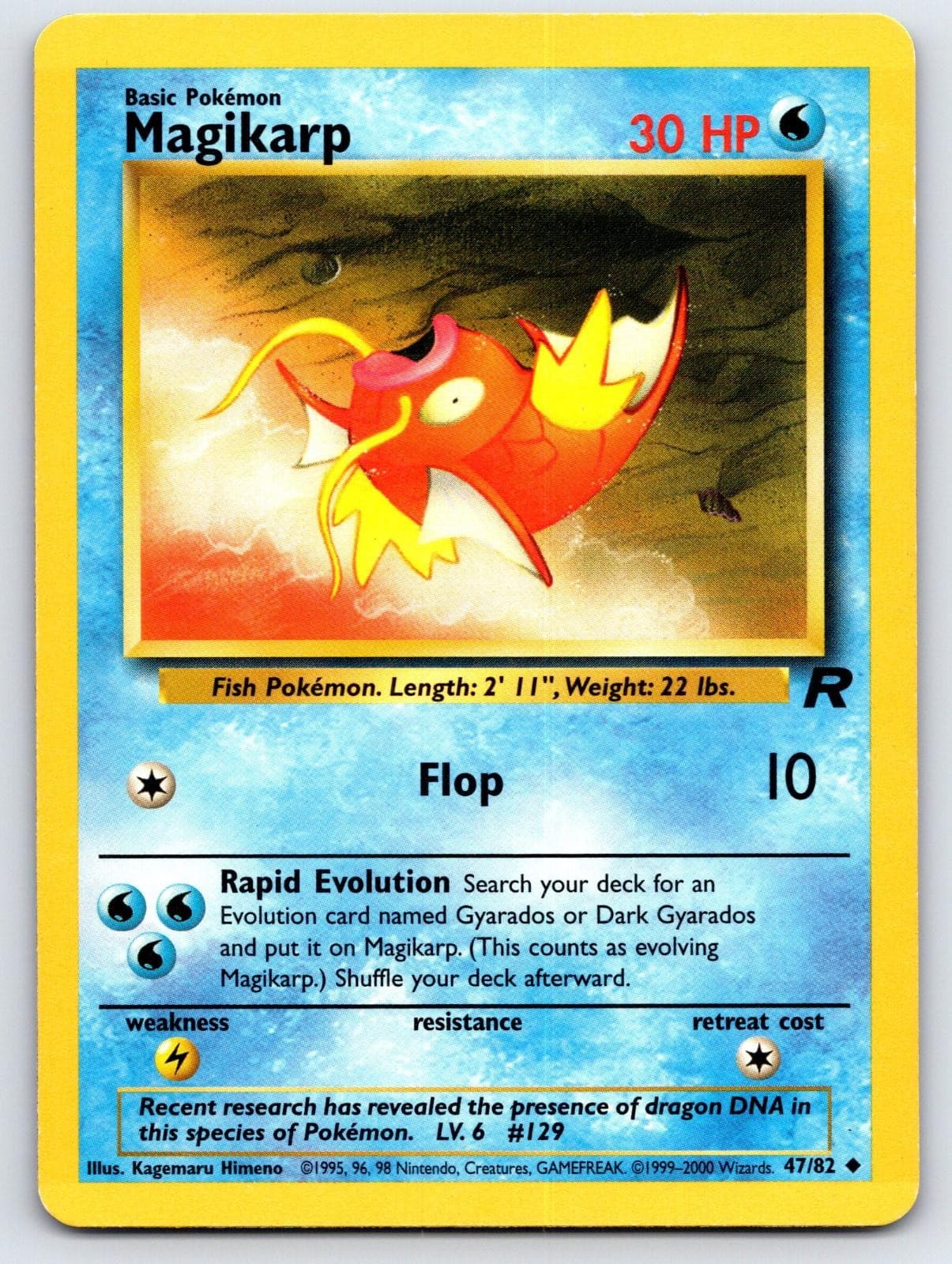 Magikarp 47/82 Uncommon Team Rocket Pokemon Unlimited Heavily Played