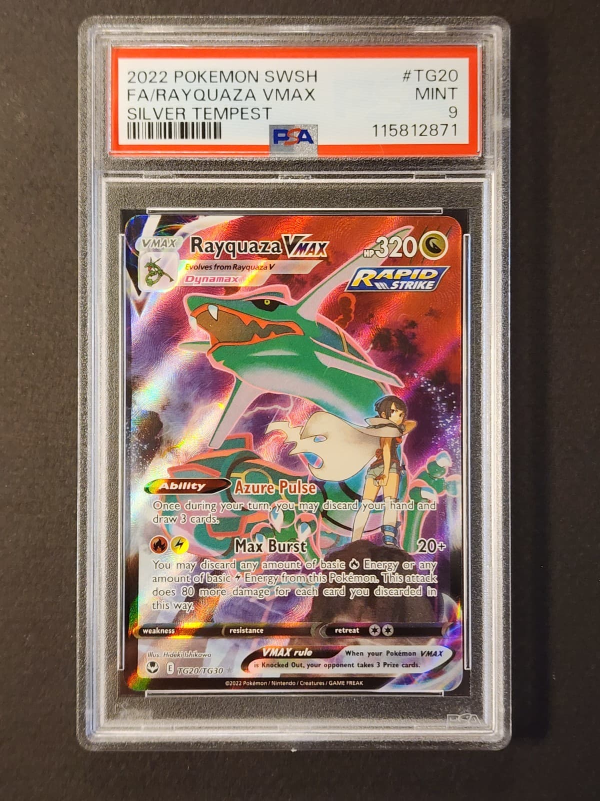RAYQUAZA VMAX Full Art TG20/TG30 Silver Tempest PSA 9