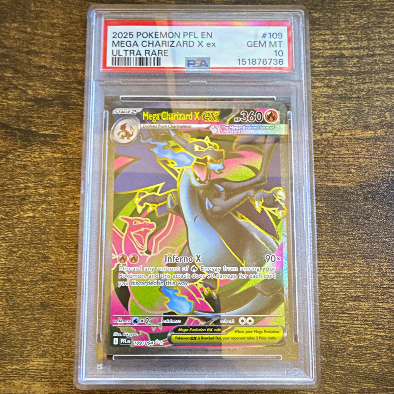 PSA 10 Mega Charizard X ex - Holo Ultra Rare Me02: Phantasmal Flames 109/094 EN