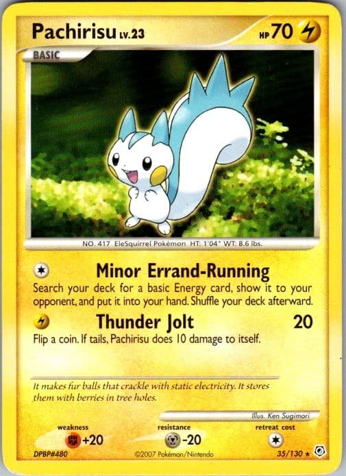 Pachirisu 35/130 Rare Diamond & Pearl Pokemon Moderately Played