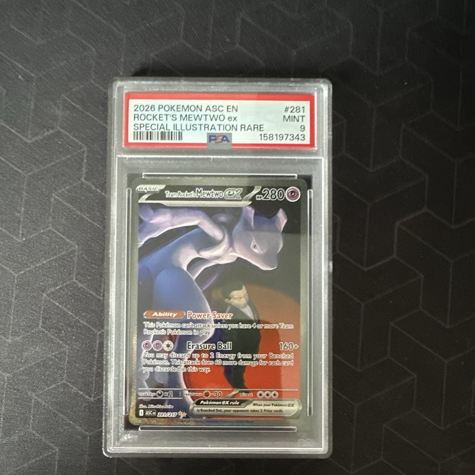 PSA 9 2026 Pokémon TCG Team Rocket's Mewtwo ex 281/217 SIR Holo Me: Asc