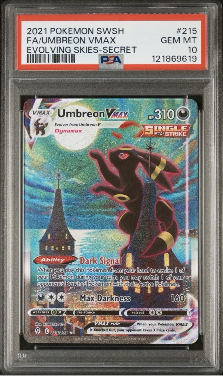 PSA 10 GEM MINT Umbreon VMAX 215/203 Evolving Skies Alt Art Holo Pokemon Card