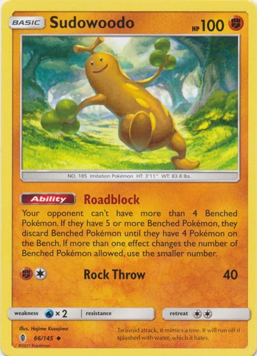 Sudowoodo - 66/145 - Uncommon (Lp) Guardians Rising - Fighting Pokémon