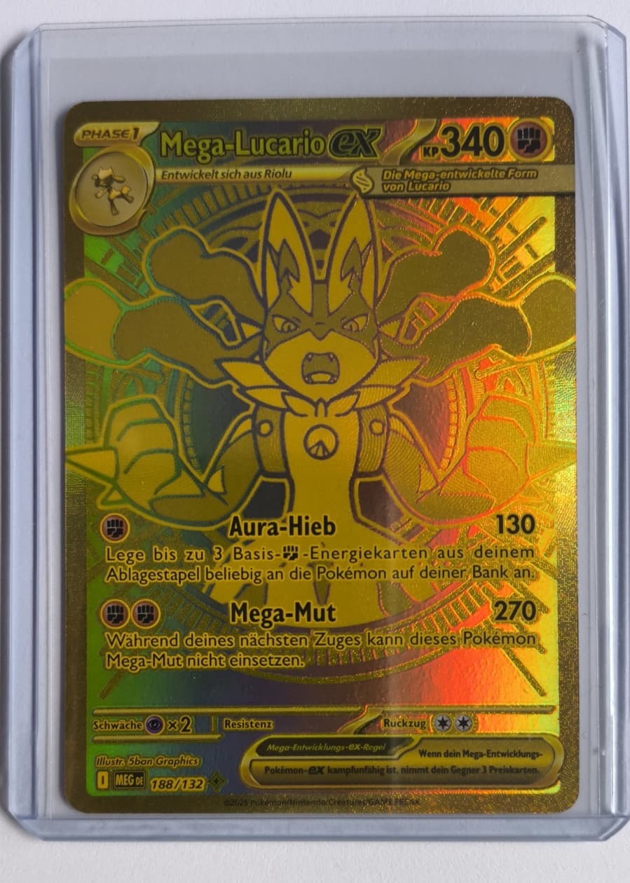 Pokemon Mega Entwiklung Gold Mega Lucario ex - 188/132 Near Mint ME01