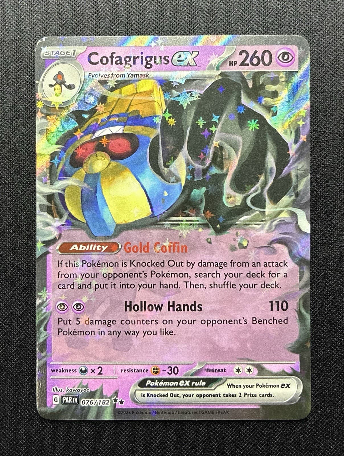 Pokémon Cofagrigus Ex 76/182 Paradox Rift Holo Double Rare NM/MINT