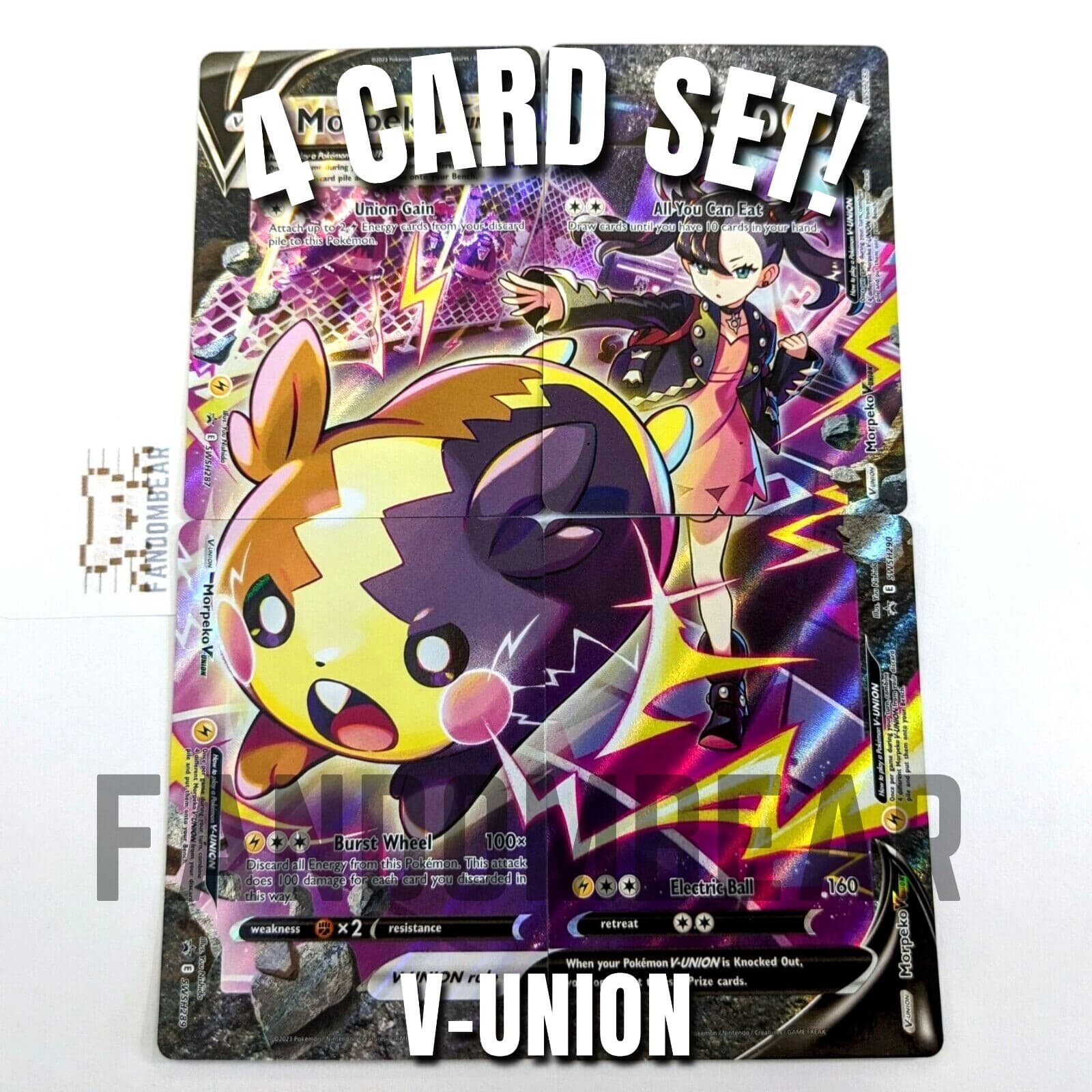 Morpeko V-Union 4 card set Black Star Promo SWSH287 - SWSH290 Pokemon 2023
