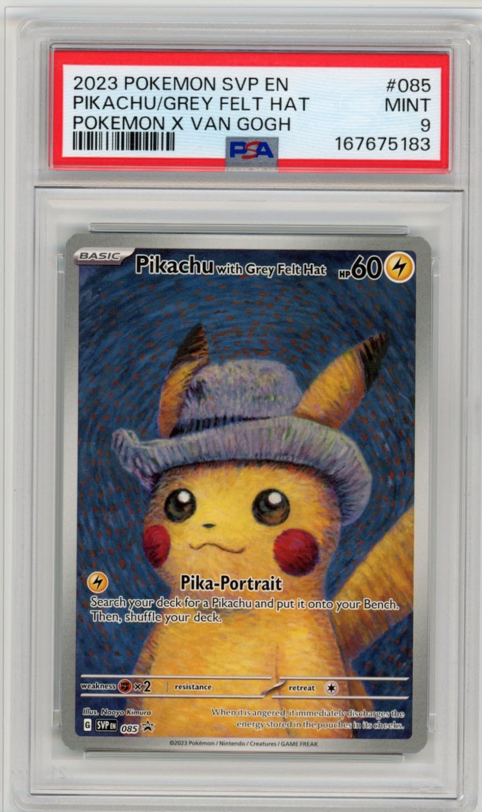 2023 Pokemon Pikachu with Grey Felt Hat 085 Van Gogh Promo PSA 9 MINT
