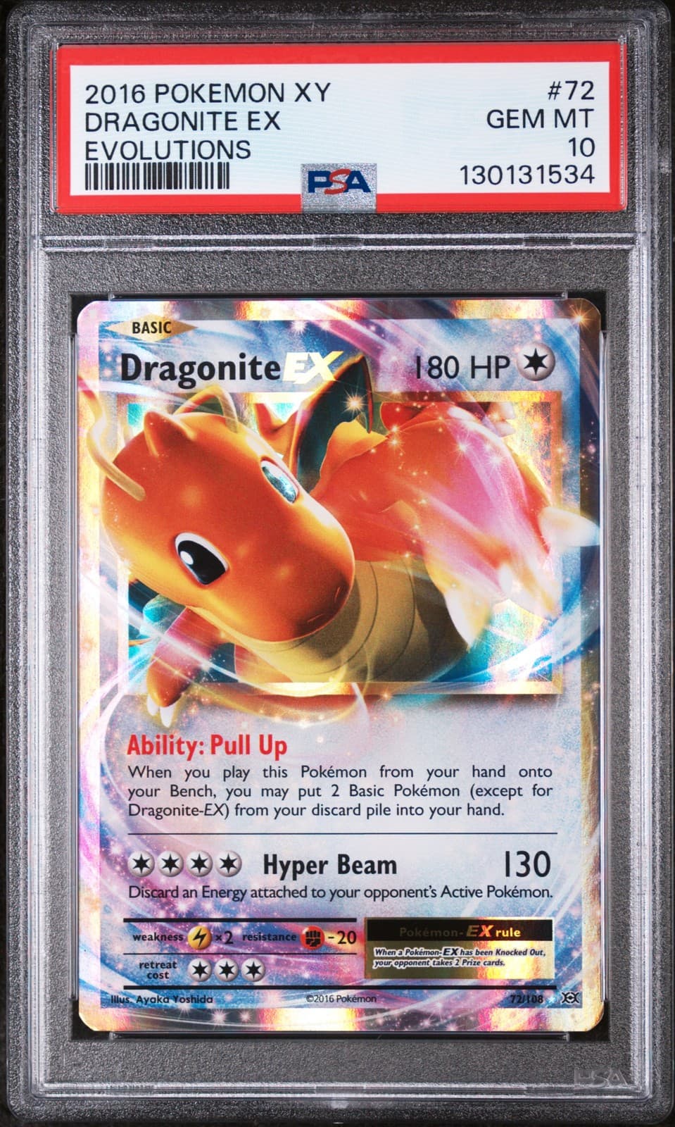 2016 POKEMON XY EVOLUTIONS #72 DRAGONITE EX PSA 10