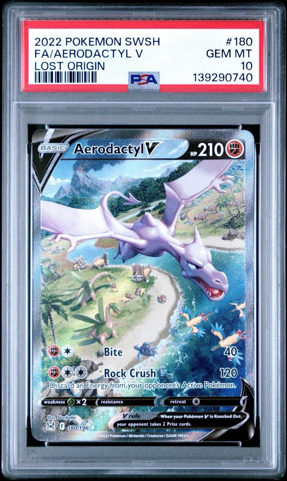 2022 POKEMON SWORD & SHIELD LOST ORIGIN #180 FULL ART/AERODACTYL V PSA 10