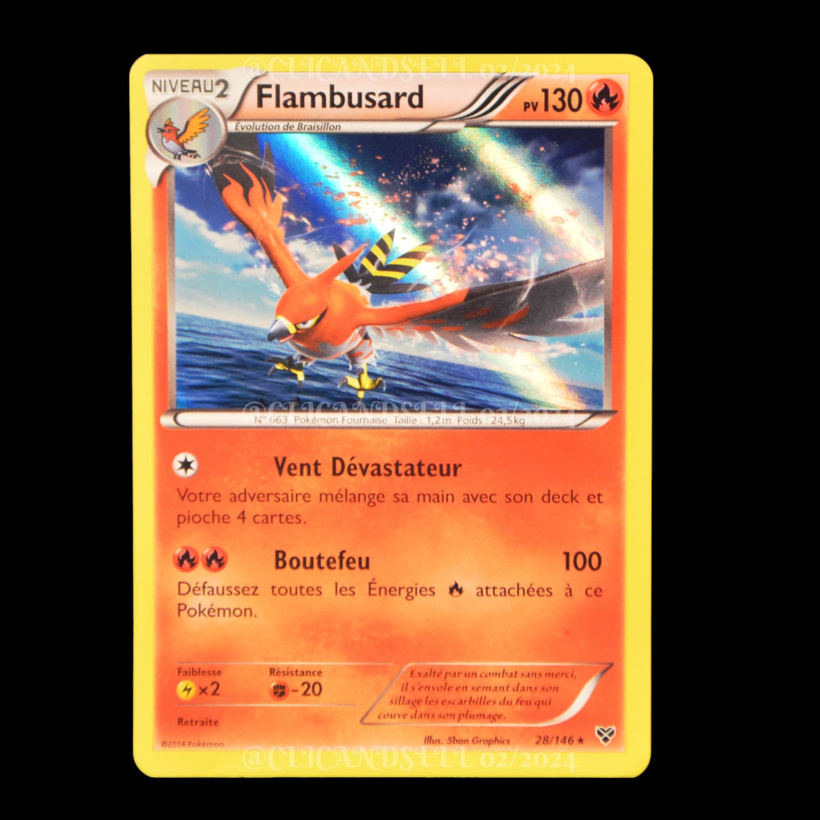 carte Pokemon Flambusard 28/146 XY FR