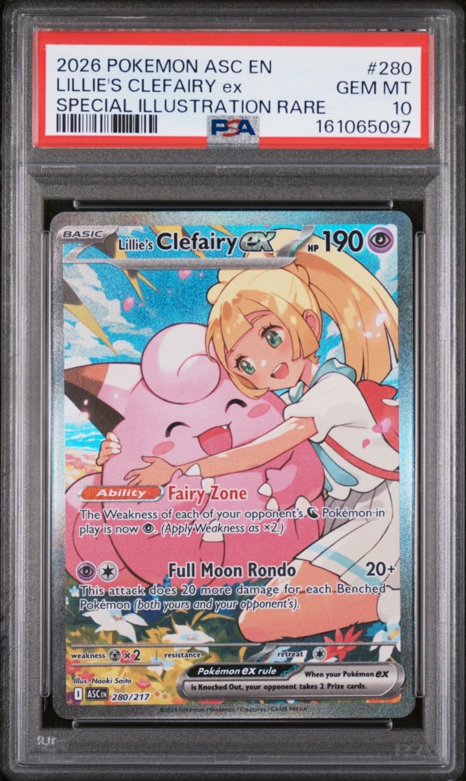 2026 POKEMON ASC EN-ASCENDED HEROES #280 LILLIE'S CLEFAIRY EX PSA 10