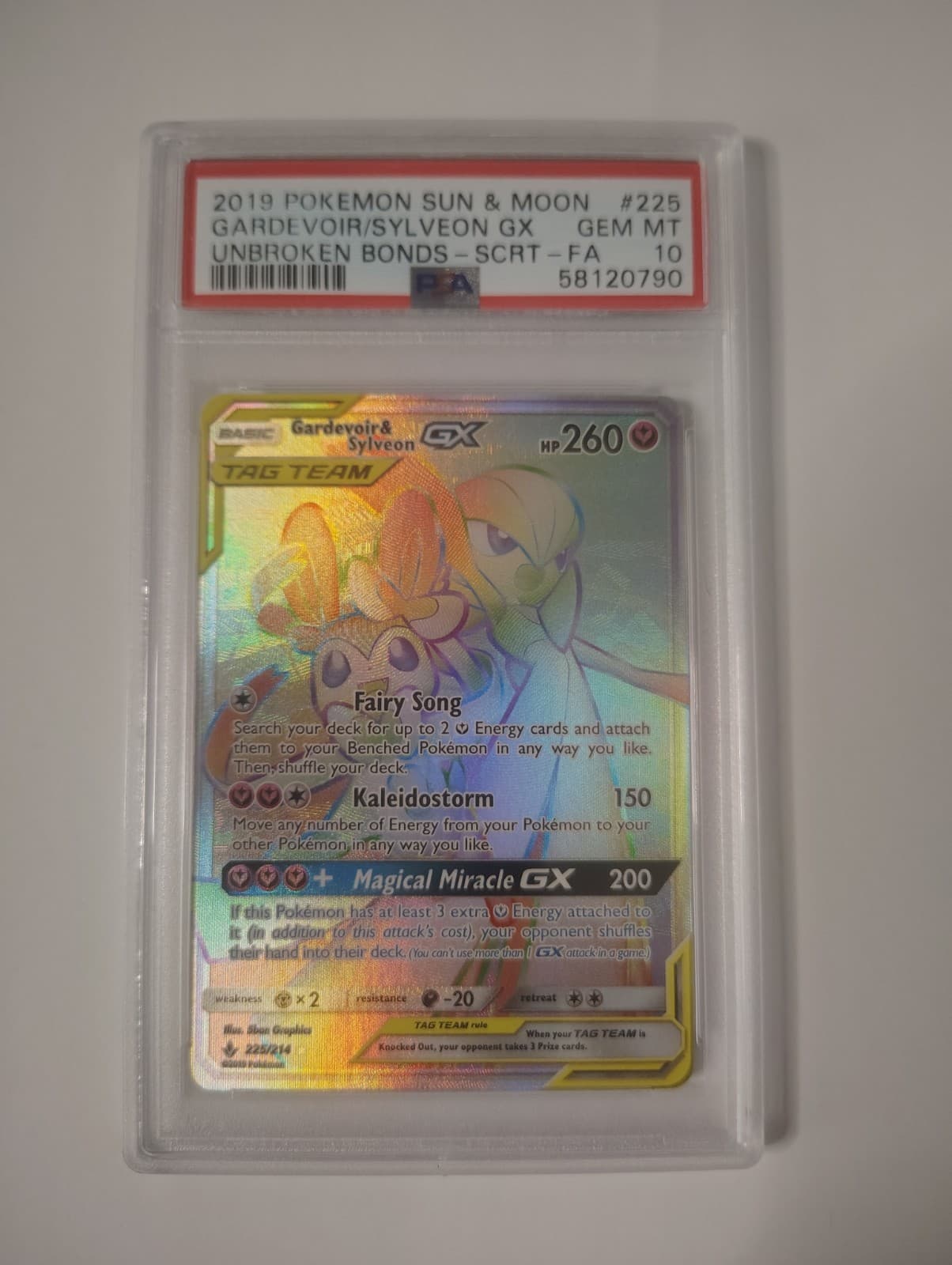 PSA 10 Gardevoir & Sylveon GX Secret Unbroken Bonds #225 Pokemon