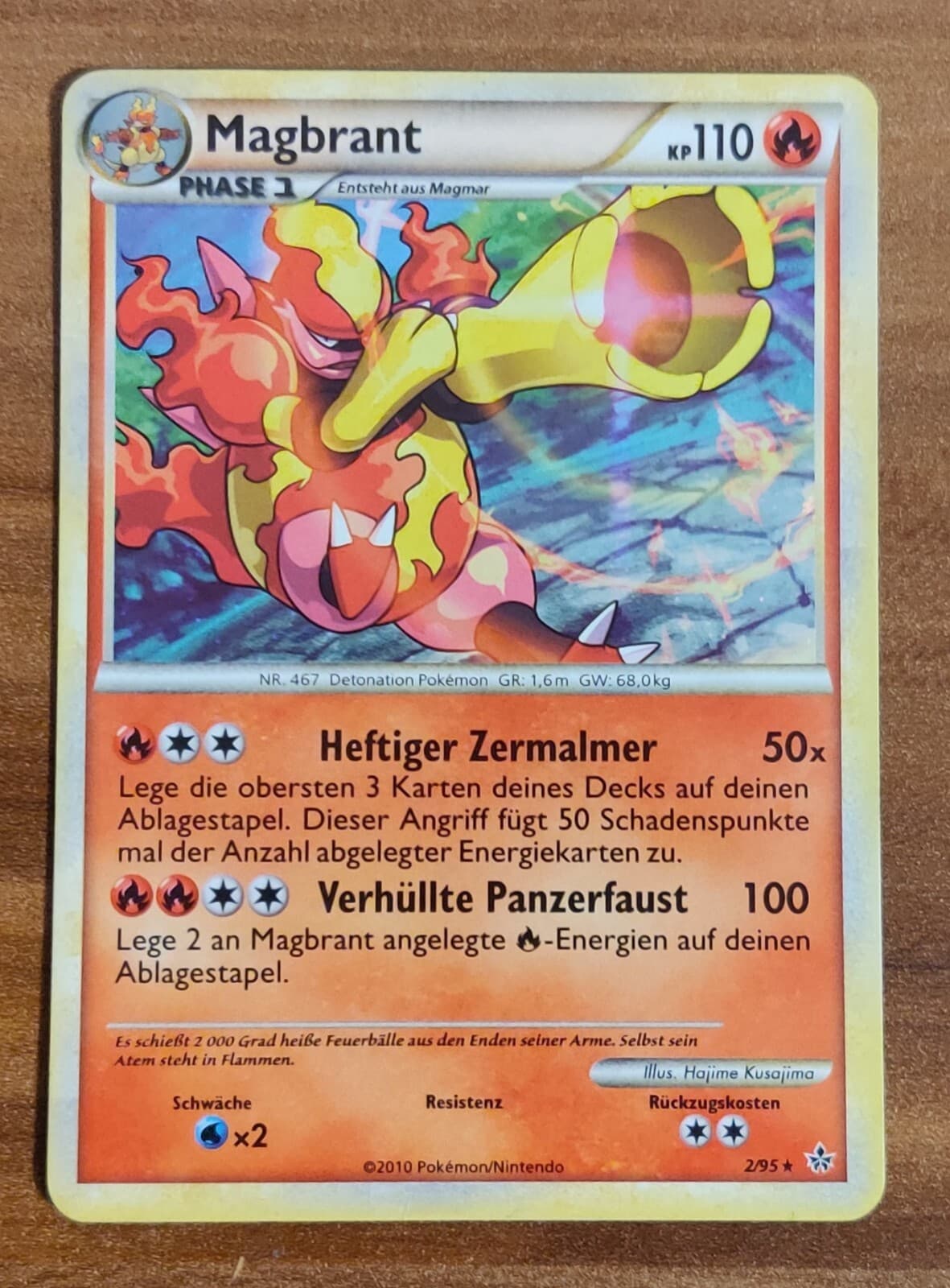 Pokemon Magbrant - Rare - Holo - 2/95 - Entfesselt - Karte - 2010 - Deutsch