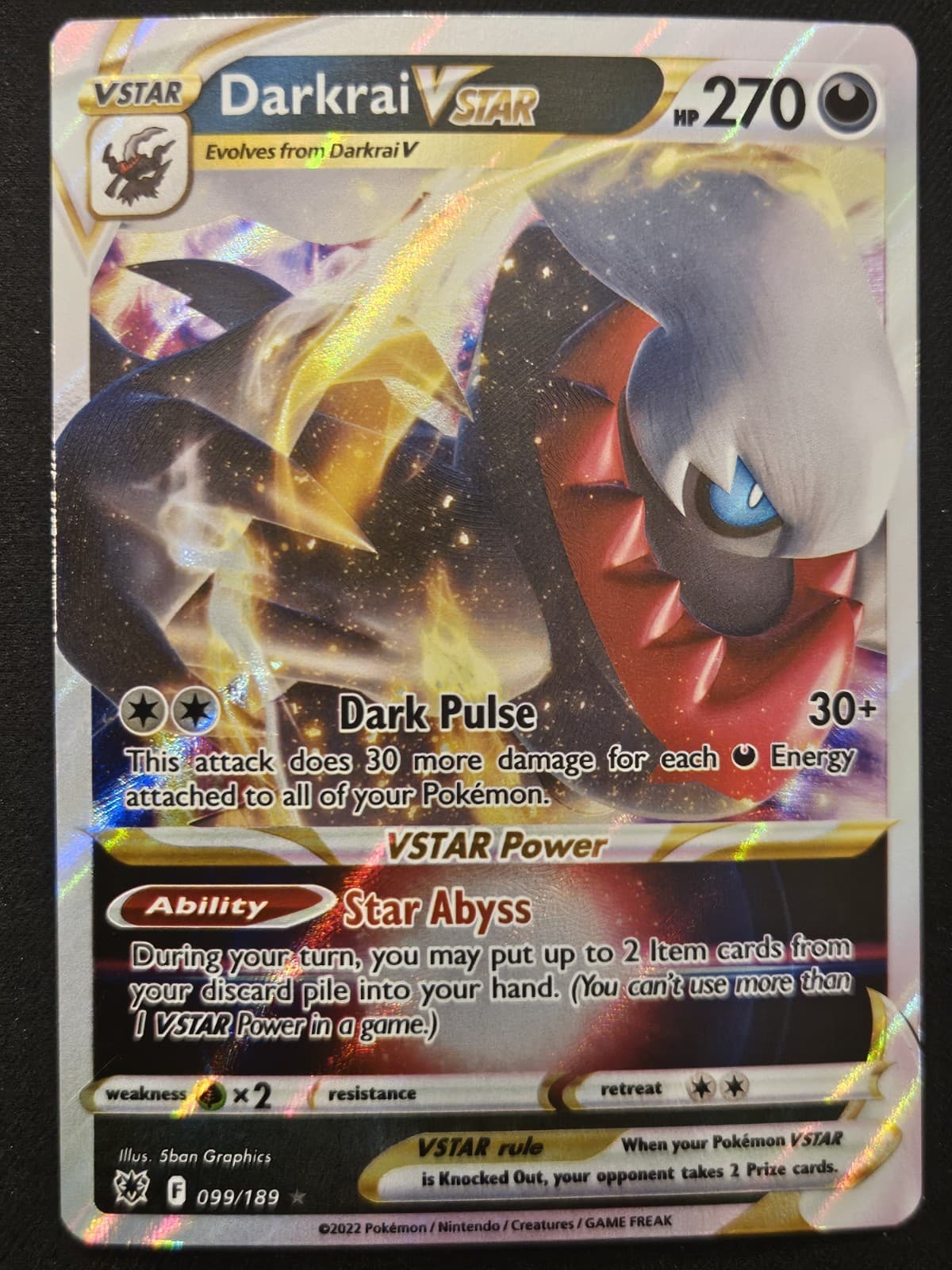 Darkrai VSTAR 099/189 SWSH Astral Radiance Ultra Rare Holo Pokémon TCG 2022 NM