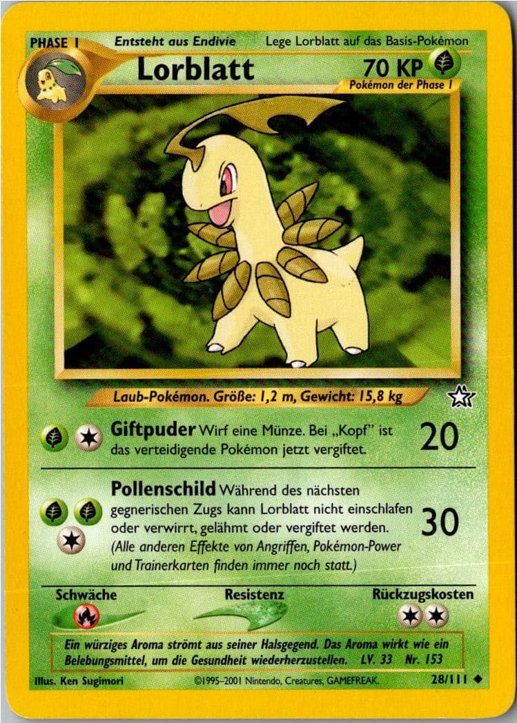 Pokemon Lorblatt 28/111 Neo Genesis Deutsch