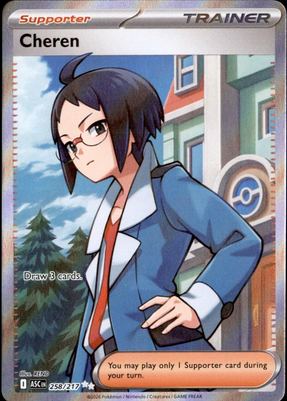Cheren 258/217 Ultra Rare Ascended Heroes Pokemon Holo
