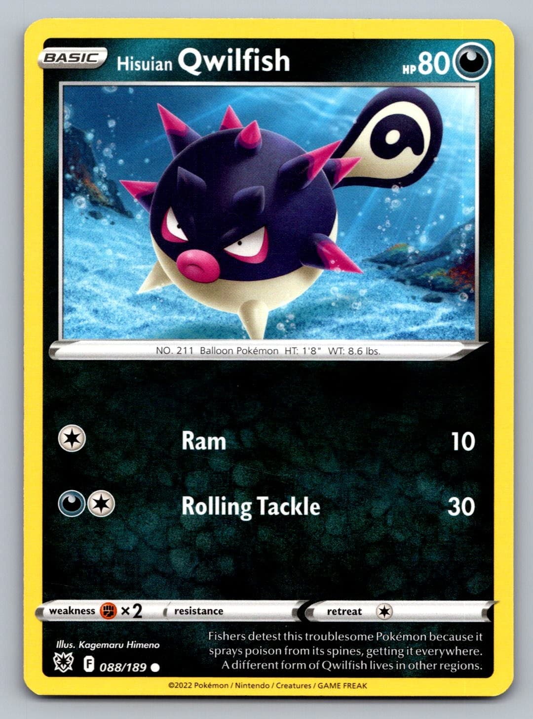 Pokemon TCG SWSH10: Astral Radiance Hisuian Qwilfish (88) 088/189