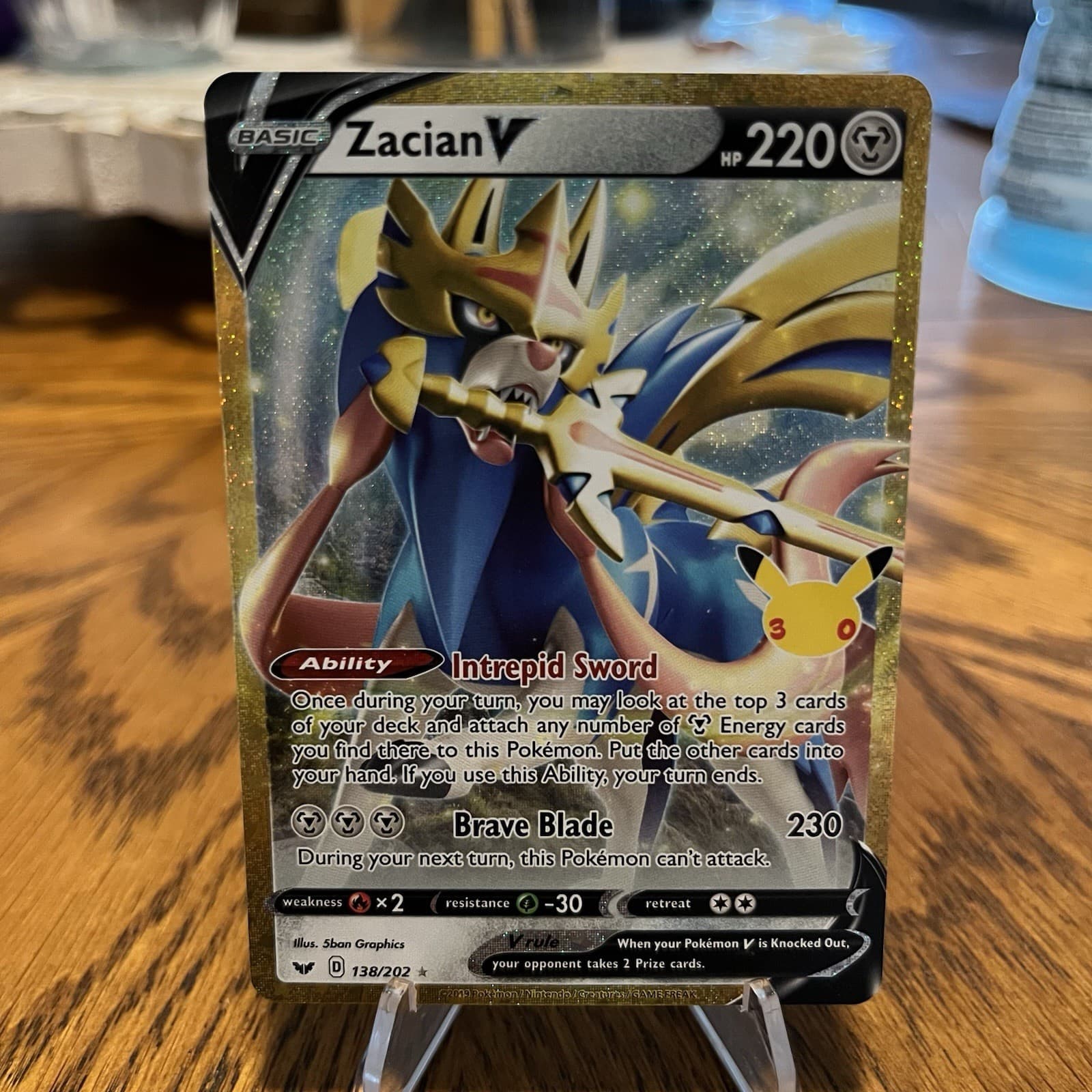 Pokemon Zacian V 138/202 Me: 30th Celebration Booster: Classic Collection Holo