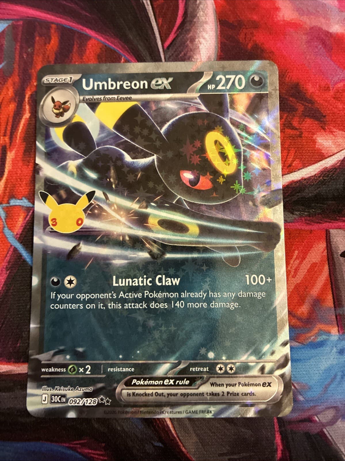 Umbreon Ex 92/128 - Pokemon 30th Anniversary Celebration NM