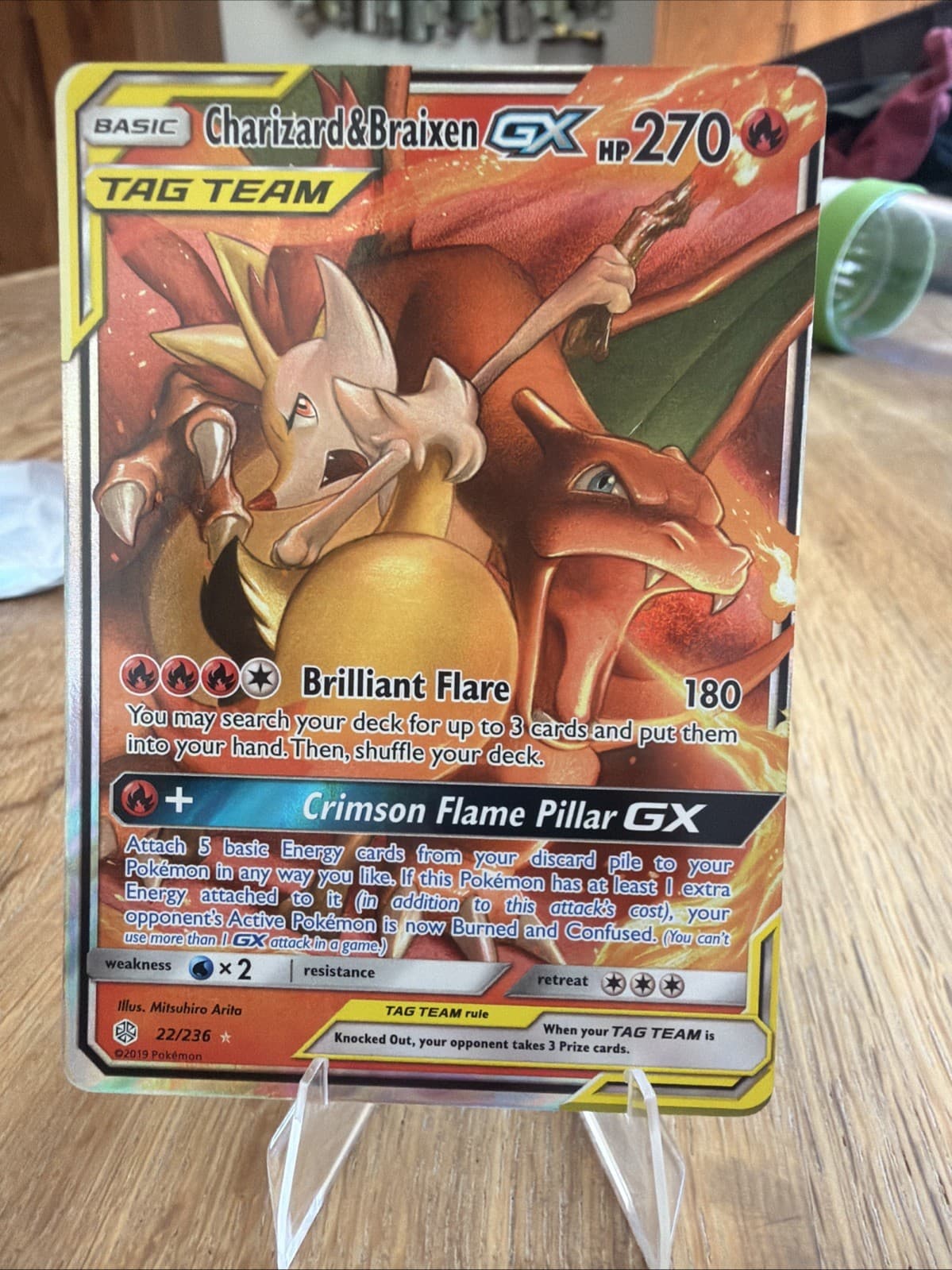 Charizard & Braixen GX TAG TEAM 22/236 SM Cosmic Eclipse Holo English 270 HP
