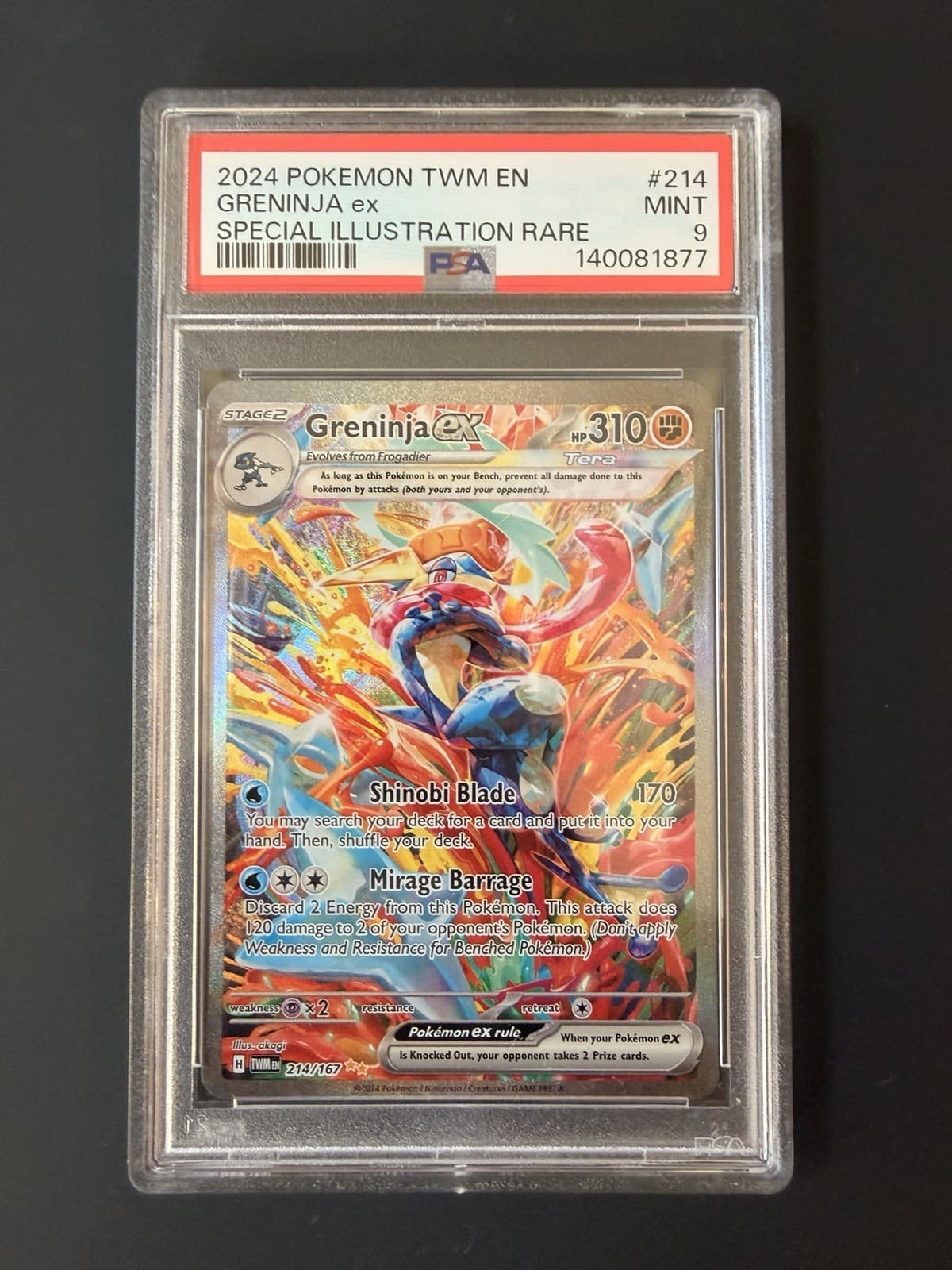The Pokémon Company PSA 9 Greninja ex 214/167 Twilight Masquerade SIR EN 2024