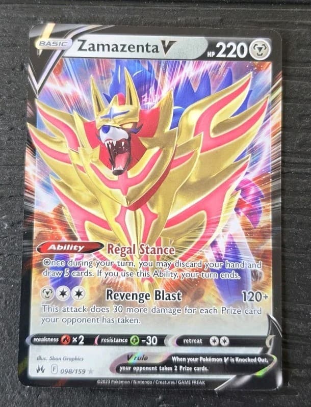 2023 Pokemon Crown Zenith Zamazenta V #098/159 Ultra Rare Holo