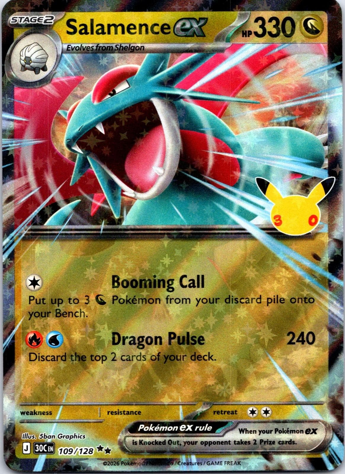 Salamence ex 109/128 Ultra Rare ME: 30th Celebration Pokemon Holo NM