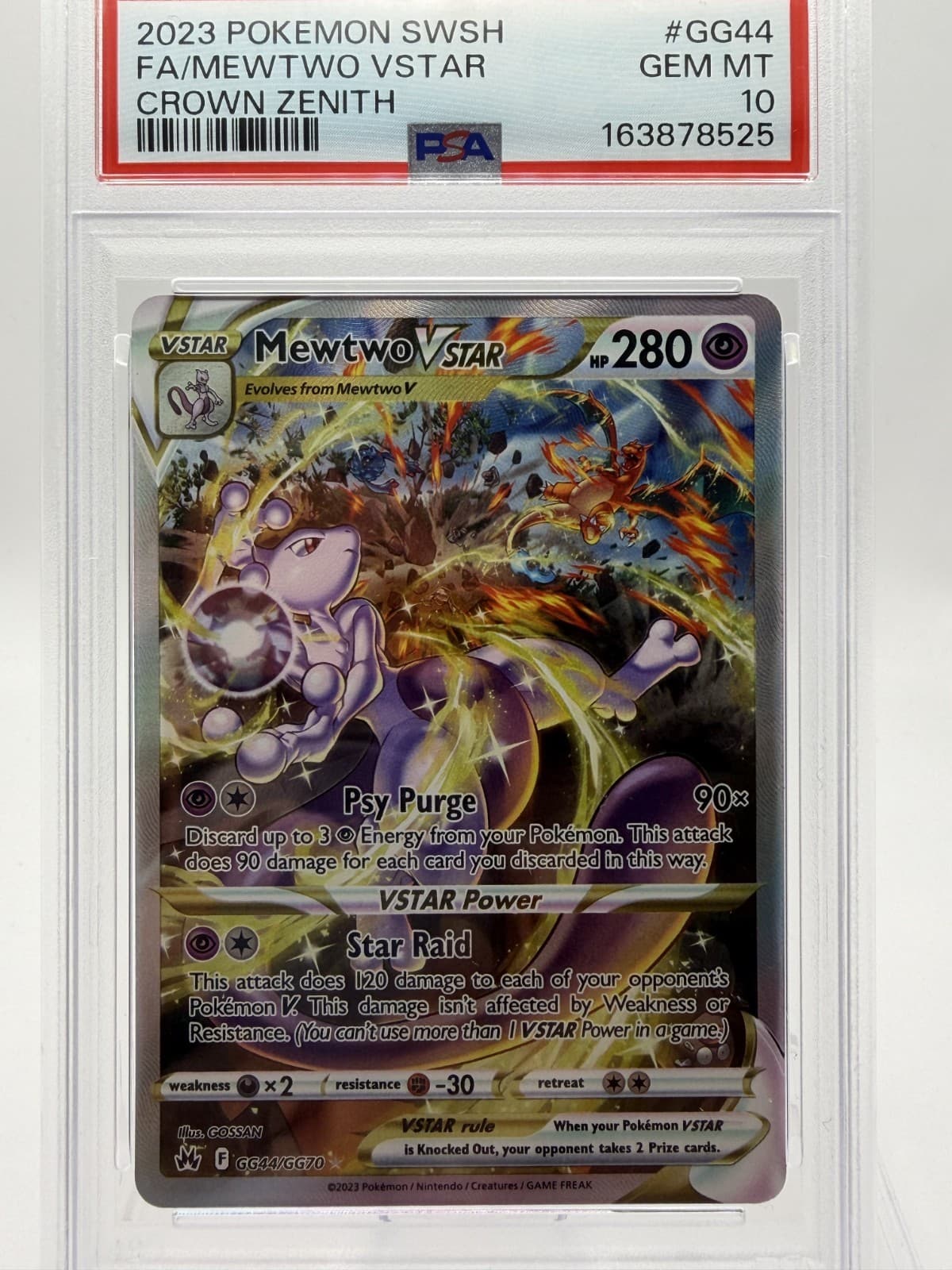 2023 Pokemon Crown Zenith Galarian Gallery Mewtwo VSTAR #GG44 GG44/GG70 PSA 10