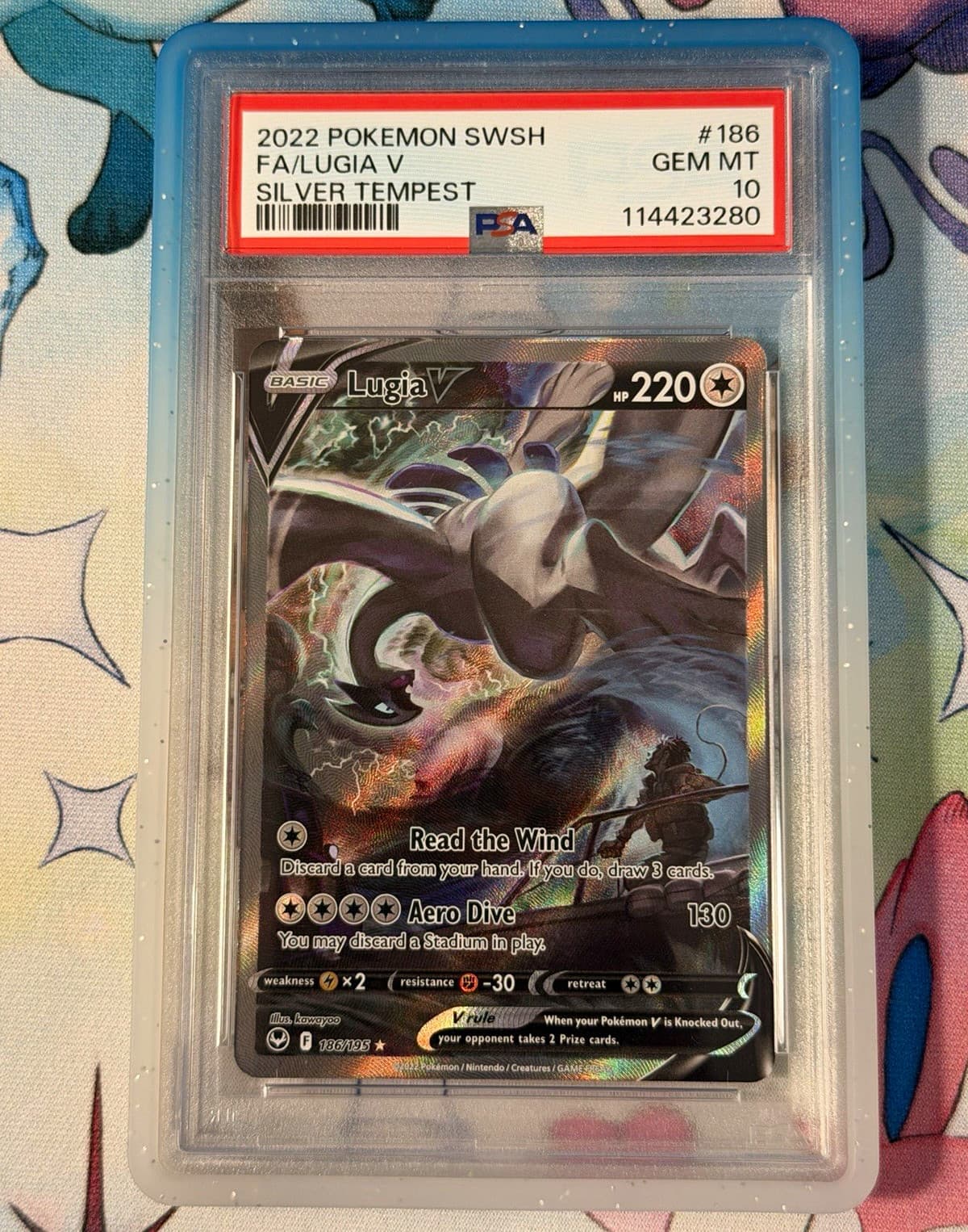Pokemon TCG 2022 Silver Tempest Lugia V 186/195 Full Art Holo PSA 10 with guard