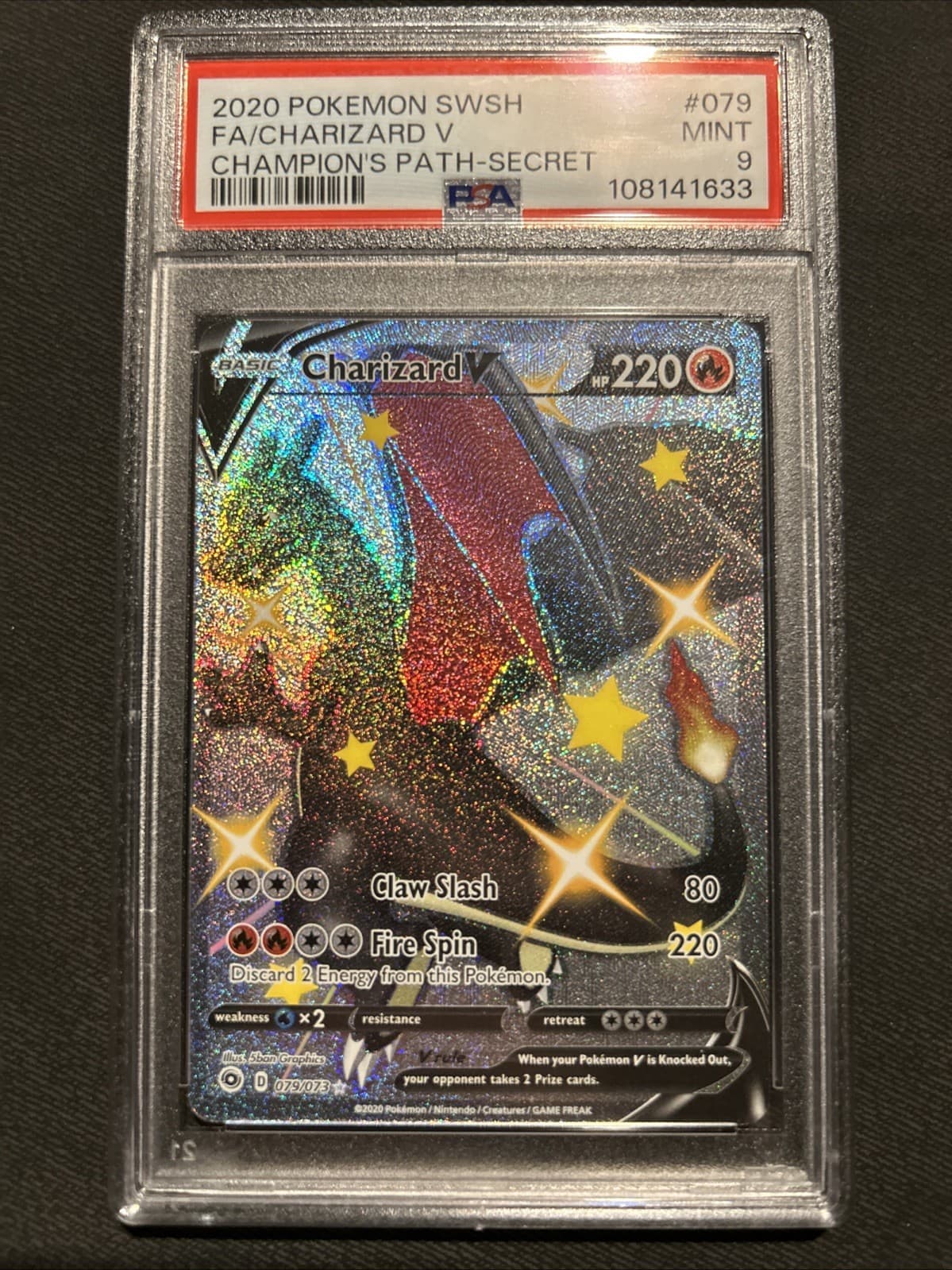 Pokemon TCG - Charizard V (Secret) 79/73 Champions Path Holo PSA 9