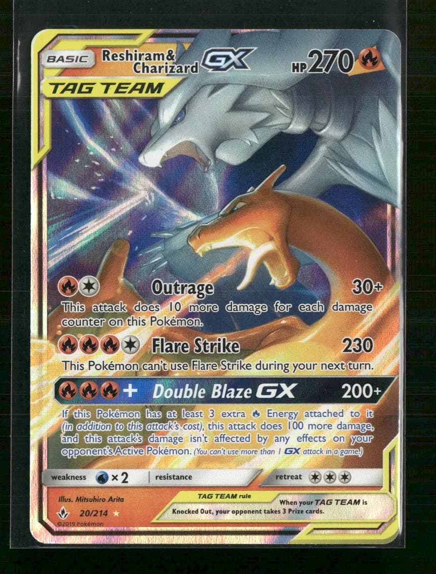 Pokemon Reshiram & Charizard GX 20/214 Unbroken Bonds NM TCG