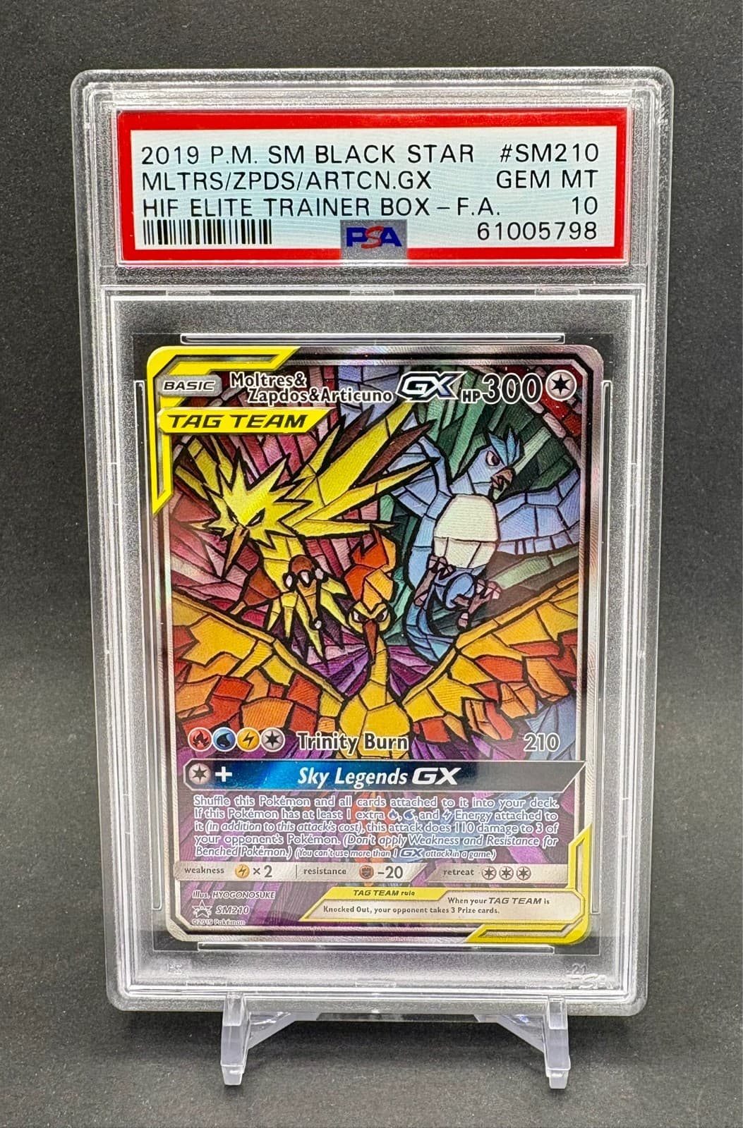 PSA 10 Moltres Zapdos Articuno GX #SM210 2019 Pokemon Black Star Promo Sun Moon