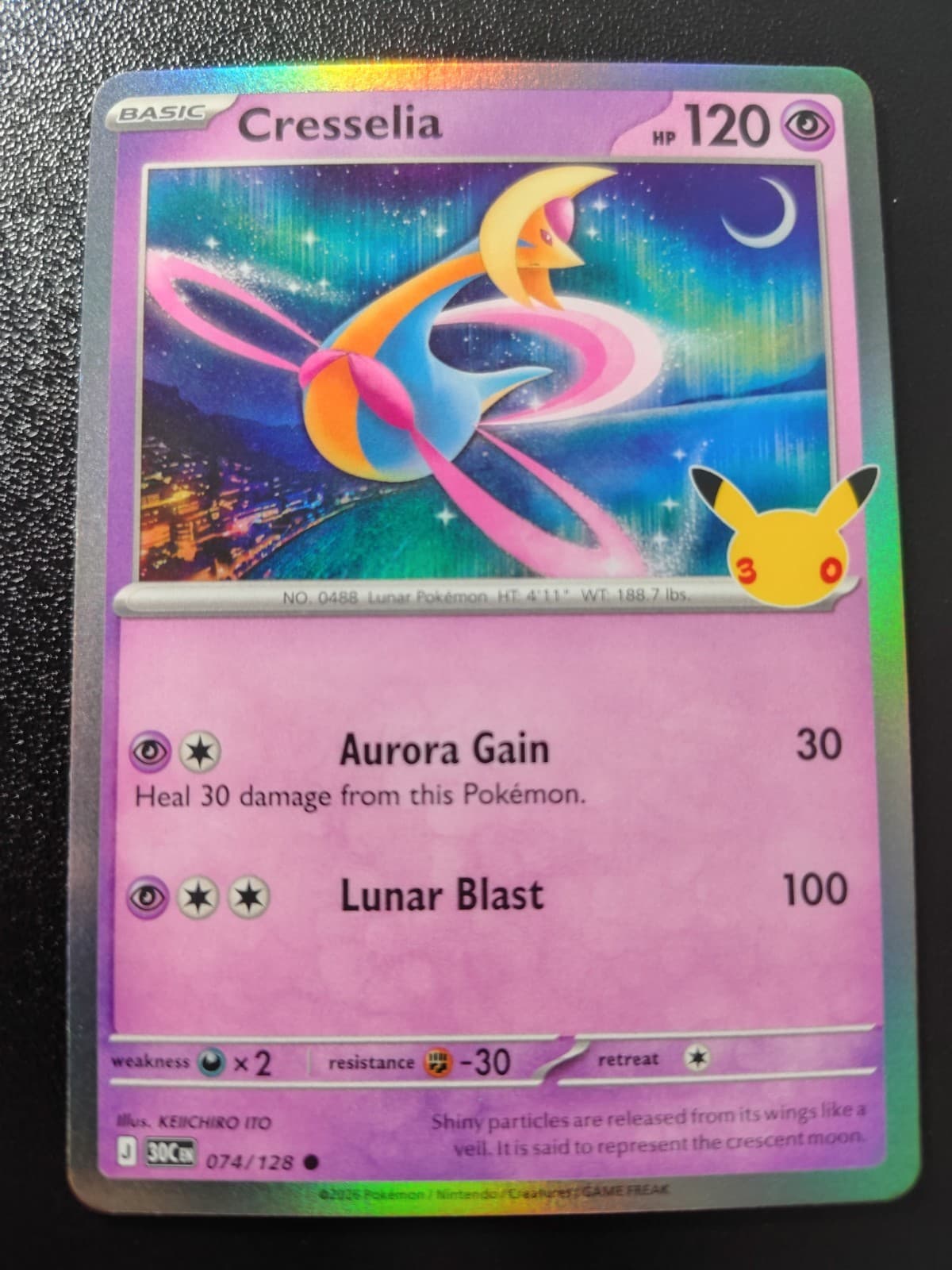 Pokemon 30th Celebration Cresselia Holo Common Card 074/128 NM