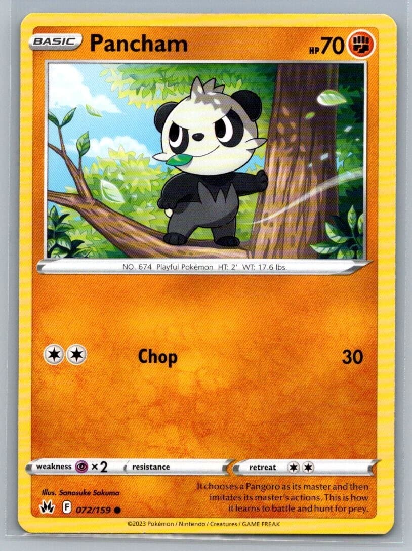 Pancham 72/159 Crown Zenith Common Pokémon TCG 2023