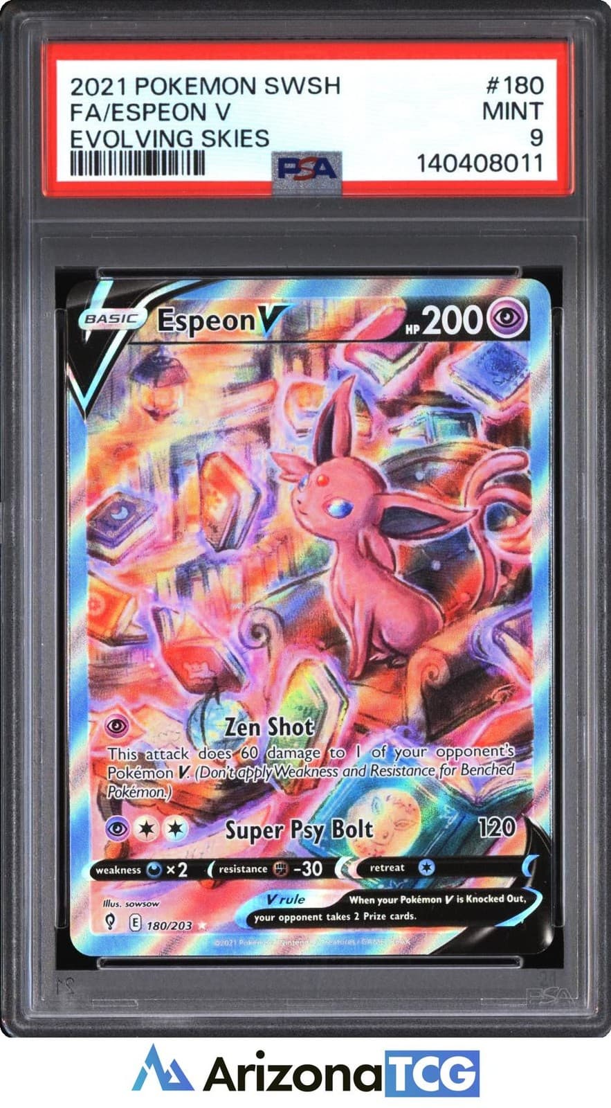Pokemon 2021 Espeon V 180/203 Full Art Ultra Rare Evolving Skies PSA 9