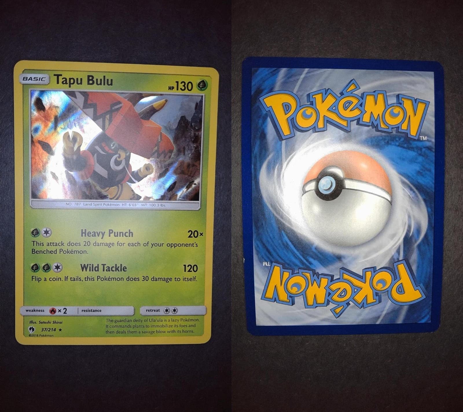 Tapu Bulu 37/214 Holo Rare Lost Thunder Pokemon Lightly Played