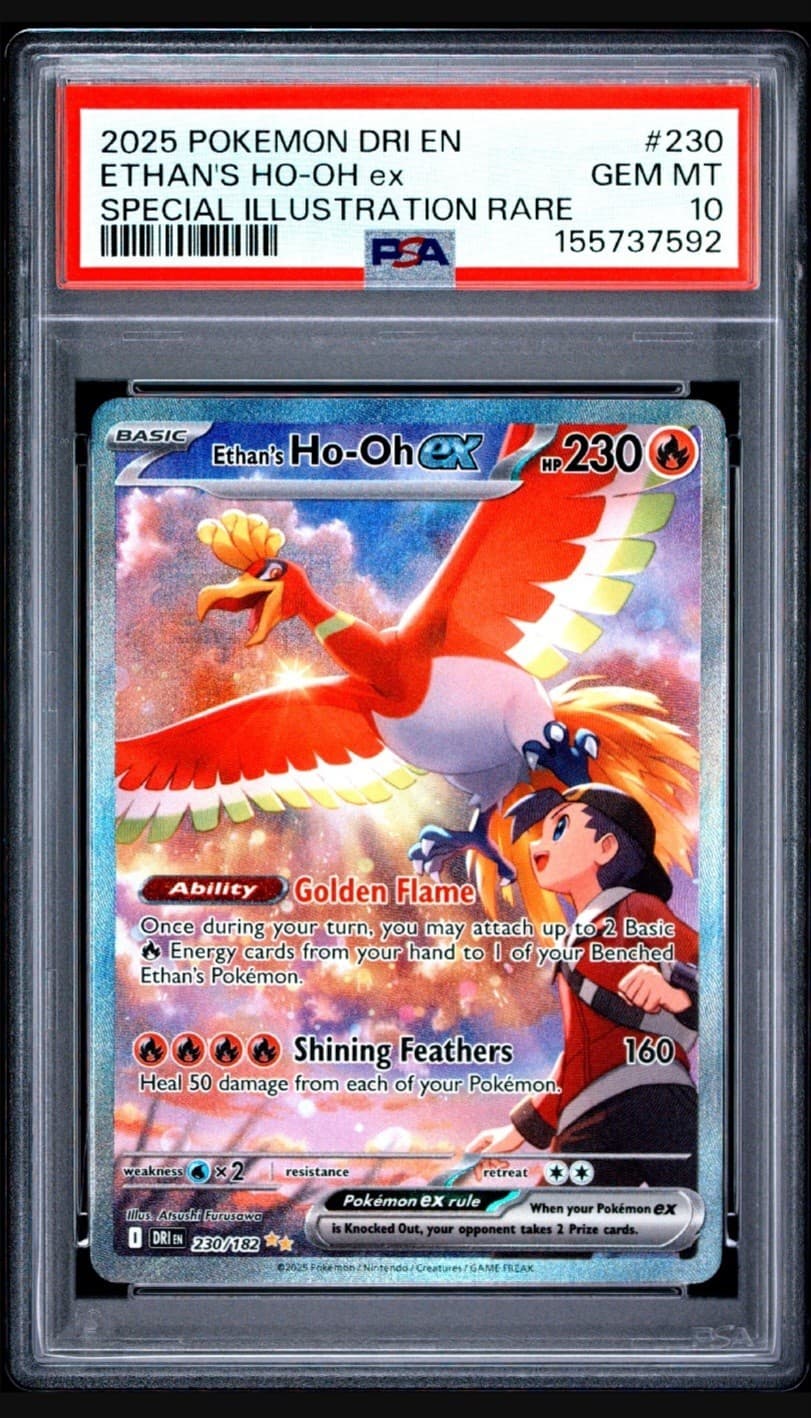 2025 POKEMON DRI EN #230 ETHAN'S HO-OH EX SPECIAL ILLUSTRATION RARE PSA 10