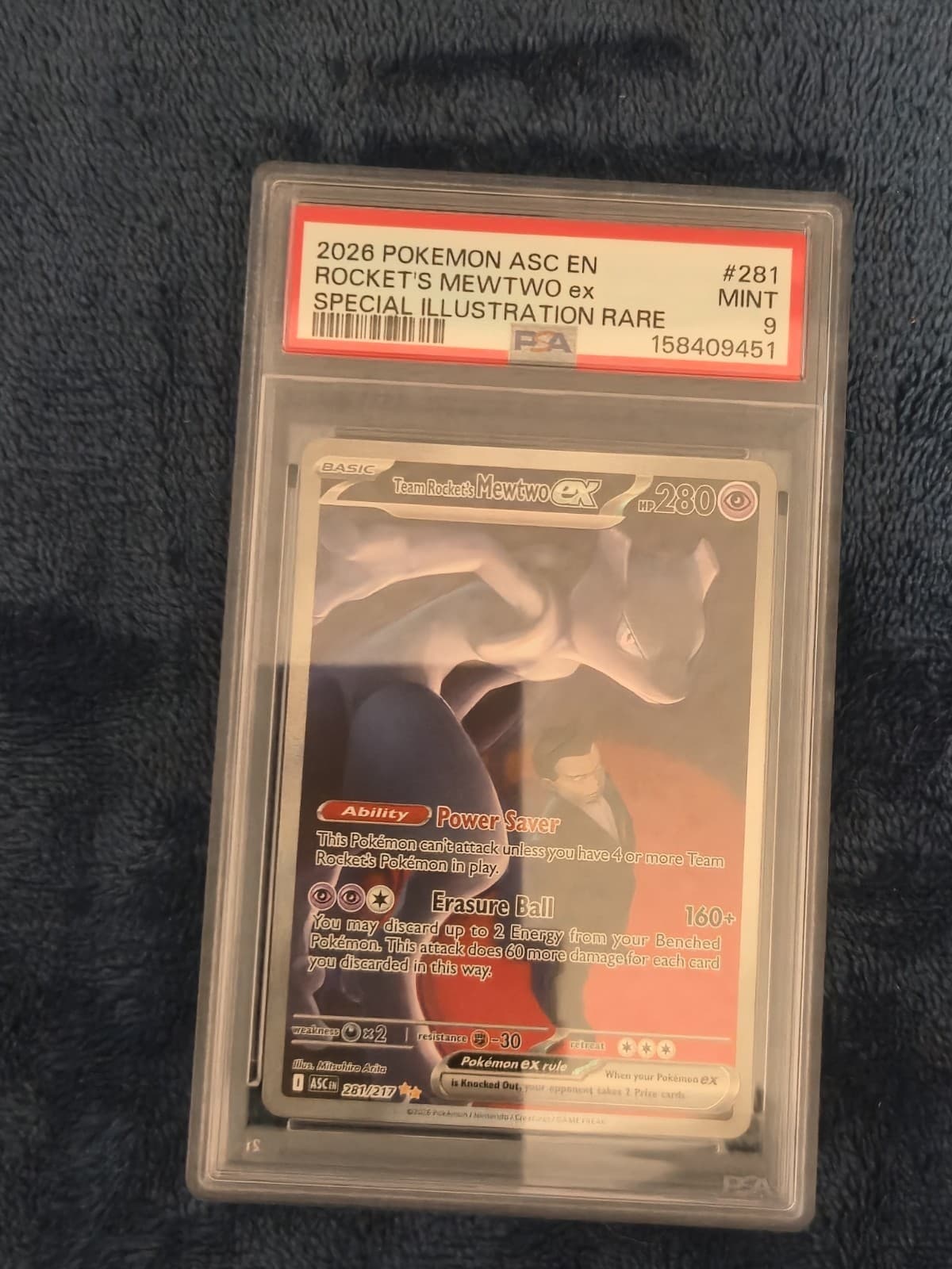 Pokemon Team Rocket's Mewtwo ex 281/217 Ascended Heroes SIR Holo PSA 9 EN