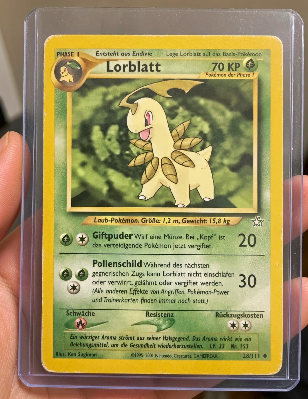 Pokémon TCG SammelKarte Lorblatt Nr. 28/111 Neo Genesis deutsch