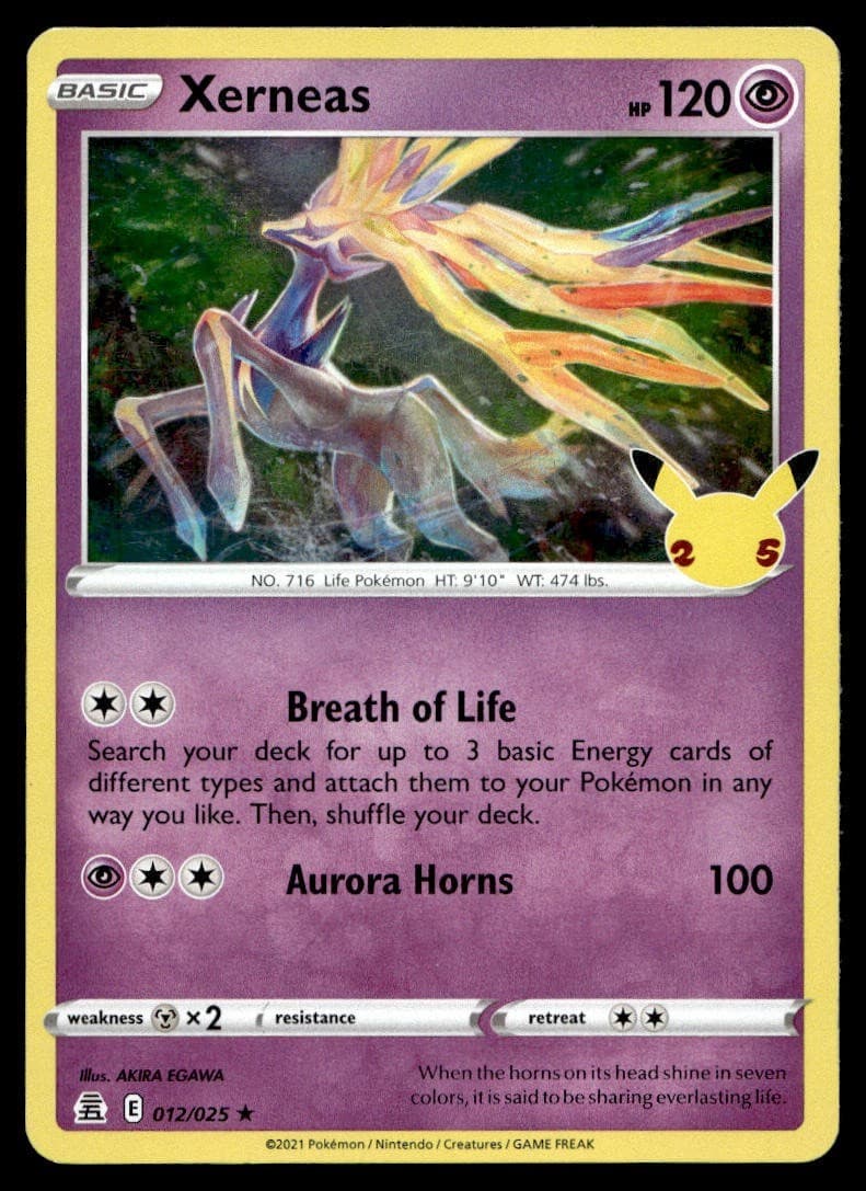 Xerneas 12/25 Pokemon Card Celebrations Rare 120 HP Holo Lightly Played BF