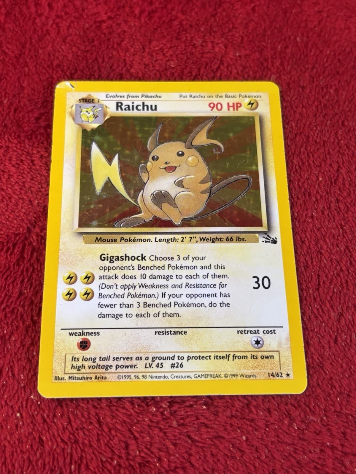 Raichu 14/62 Fossil Holo 1999 Wotc Pokemon Card Played