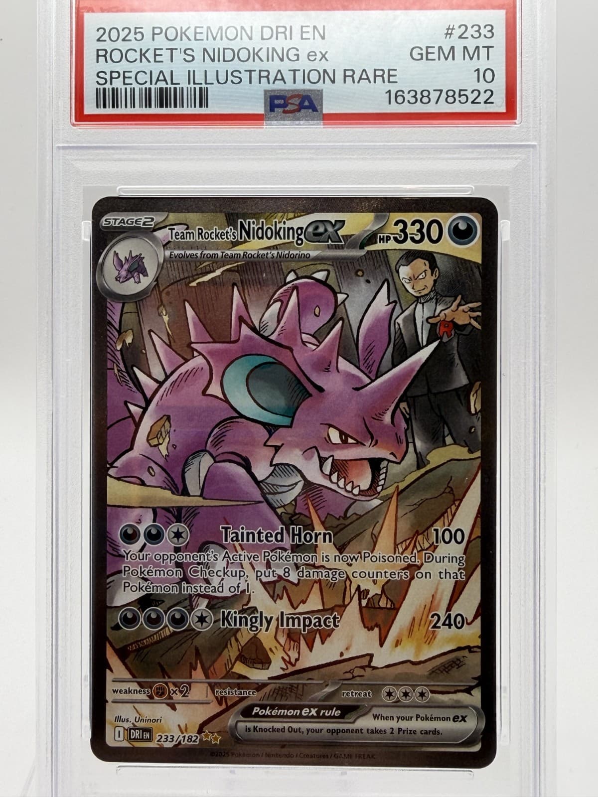 TEAM ROCKETS NIDOKING EX 2025 POKEMON DESTINED RIVALS 233/182 SIR PSA 10