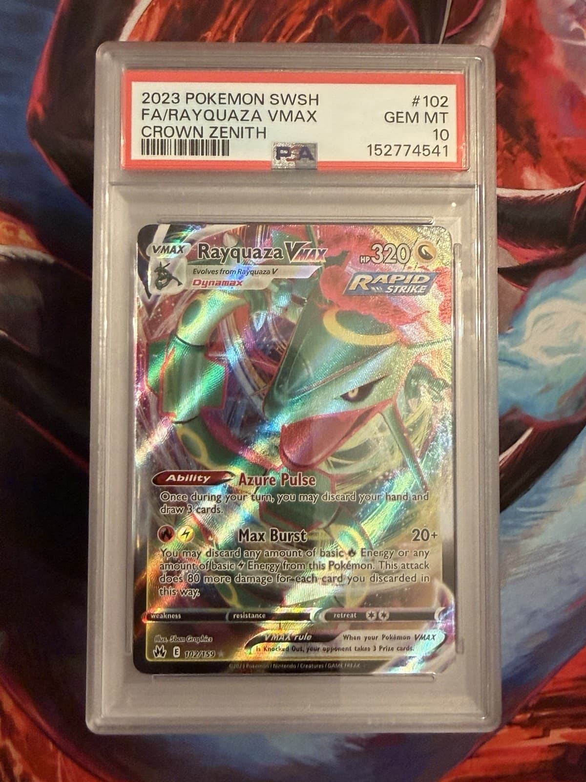 The Pokémon Company 2023 Rayquaza VMAX 102/159 Crown Zenith FA Holo PSA 10