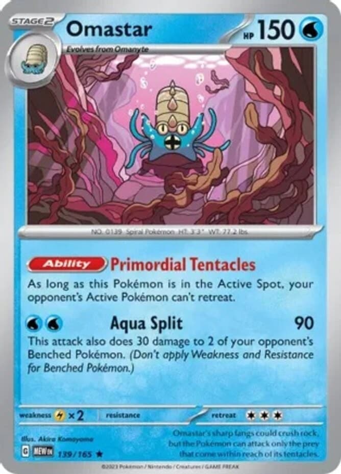 Omastar - 139/165 - Holo Rare (Near Mint) Scarlet & Violet - 151 - Water Pokémon
