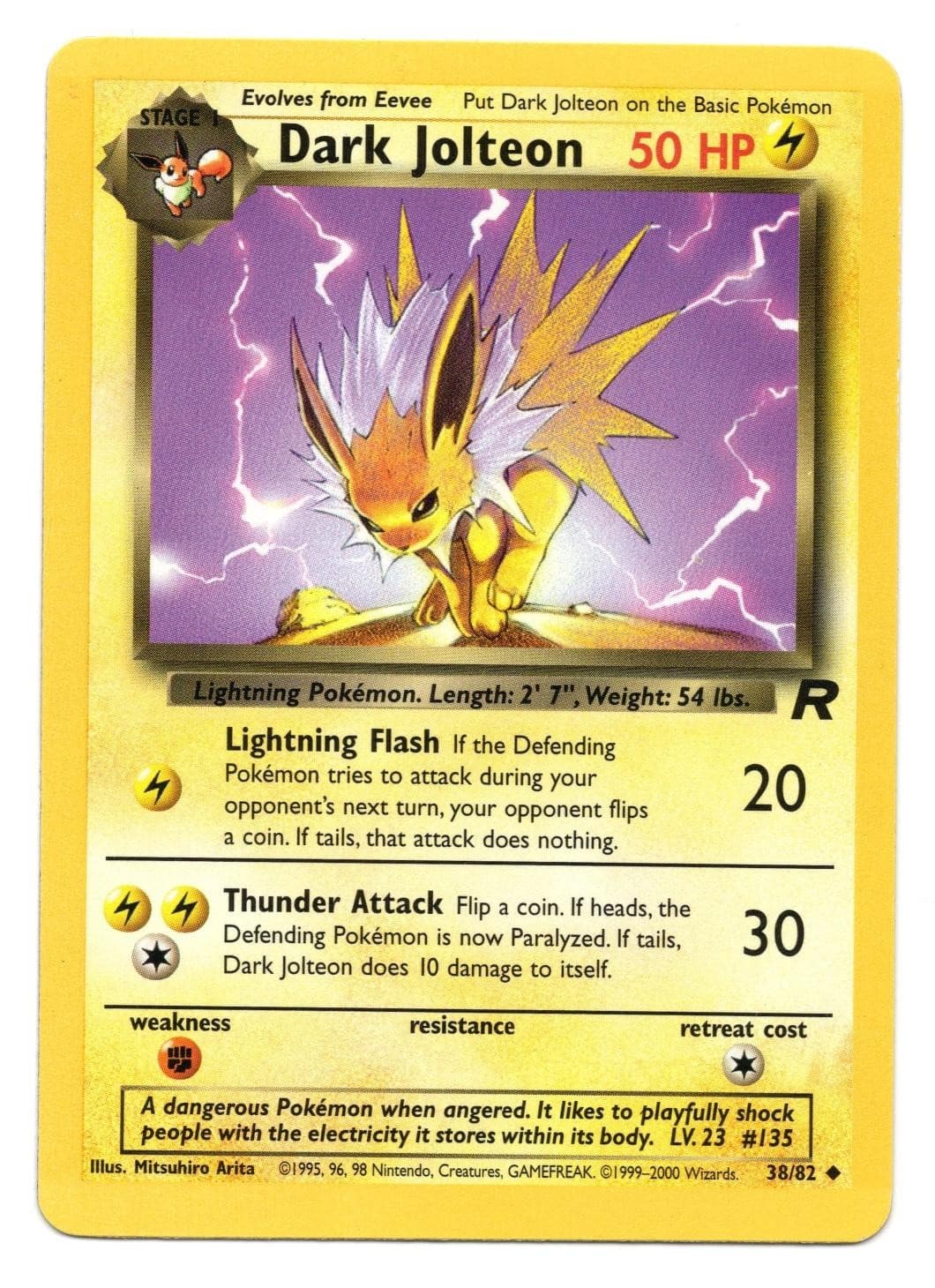Dark Jolteon 38/82 Uncommon Team Rocket Pokemon Unlimited Lightly Played