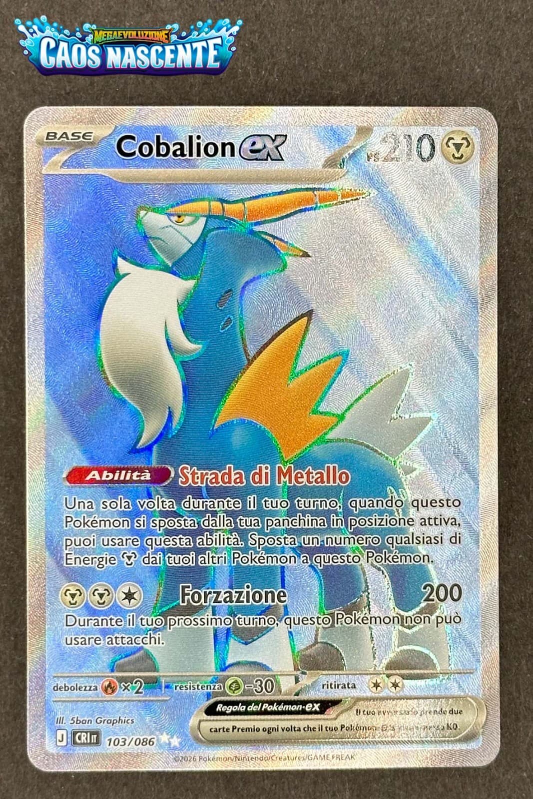 Cobalion ex 103/086 Caos Nascente ITA Fuoriserie Leggendario 5ban Graphics NM
