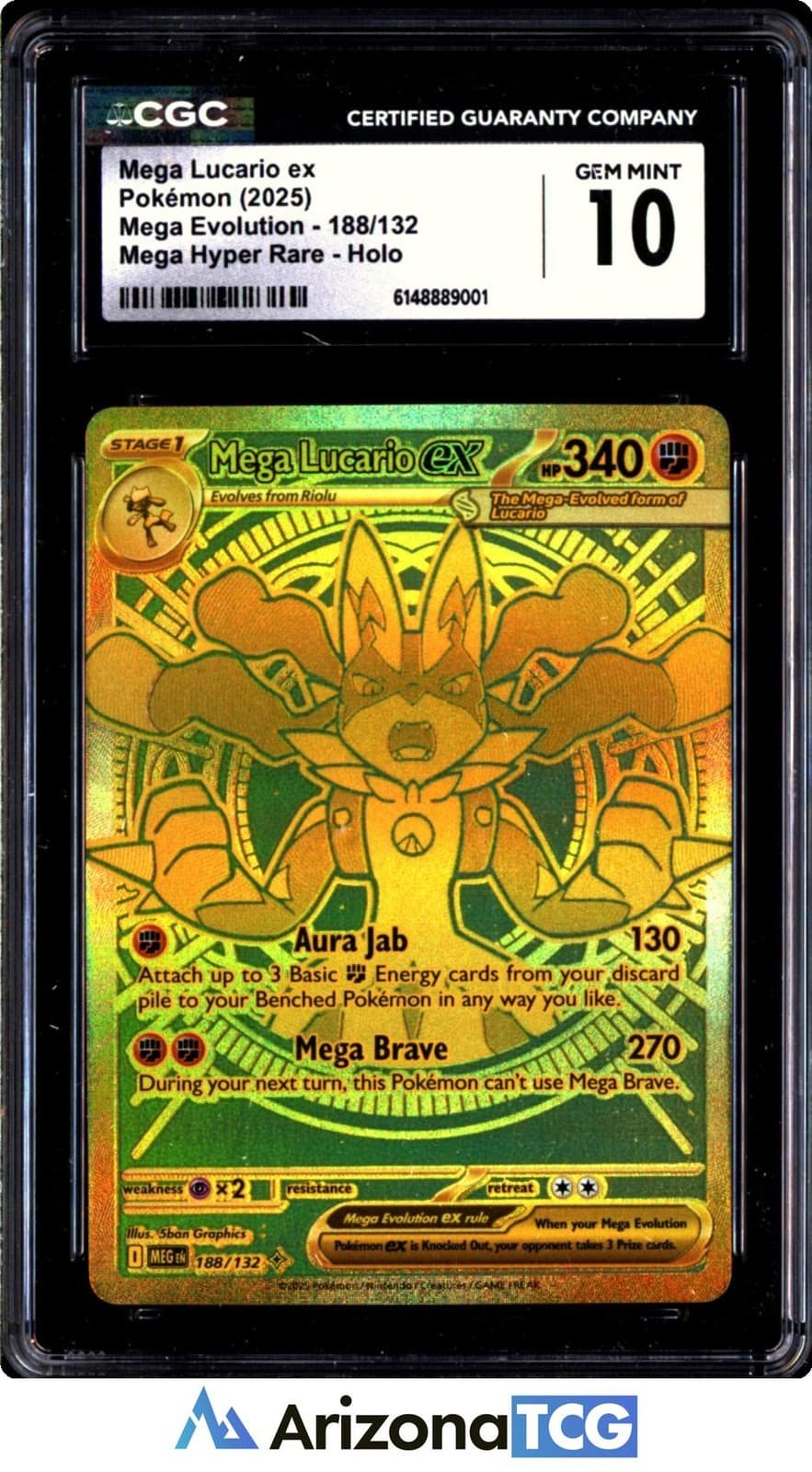 Pokemon 2025 Mega Lucario ex 188/132 Holo MHR Mega Evolution GEM MINT CGC 10