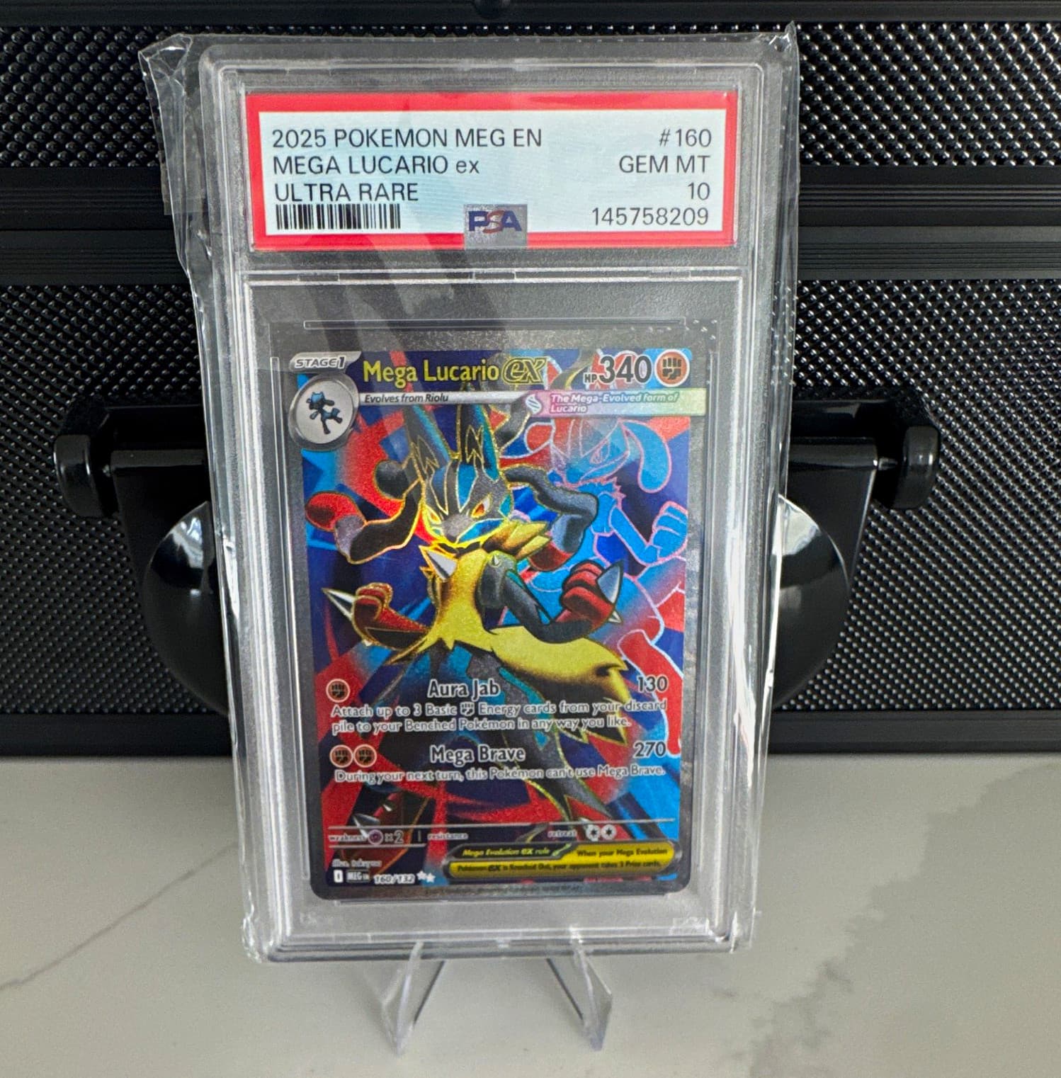 Pokémon TCG Mega Lucario EX 160/132 Me01: Mega Evolution Holo PSA 10