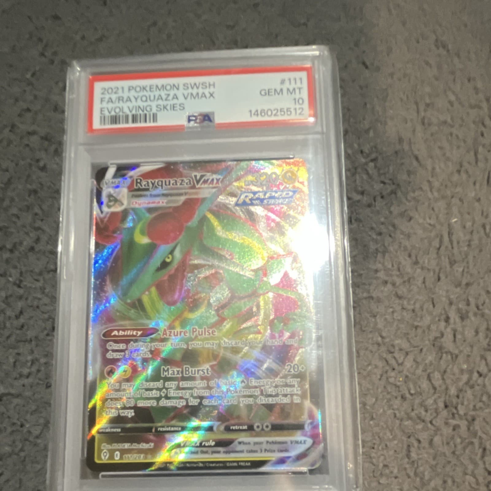 Rayquaza VMAX 111/203 SWSH07: Evolving Skies Holo PSA 10 (2021)